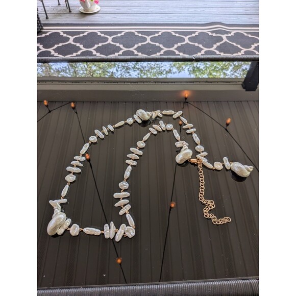 ZARA Belts Women's 2 pack Faux Pearl Shells Cord & Chain Boho Beach Hipster NEW - Picture 11 of 15